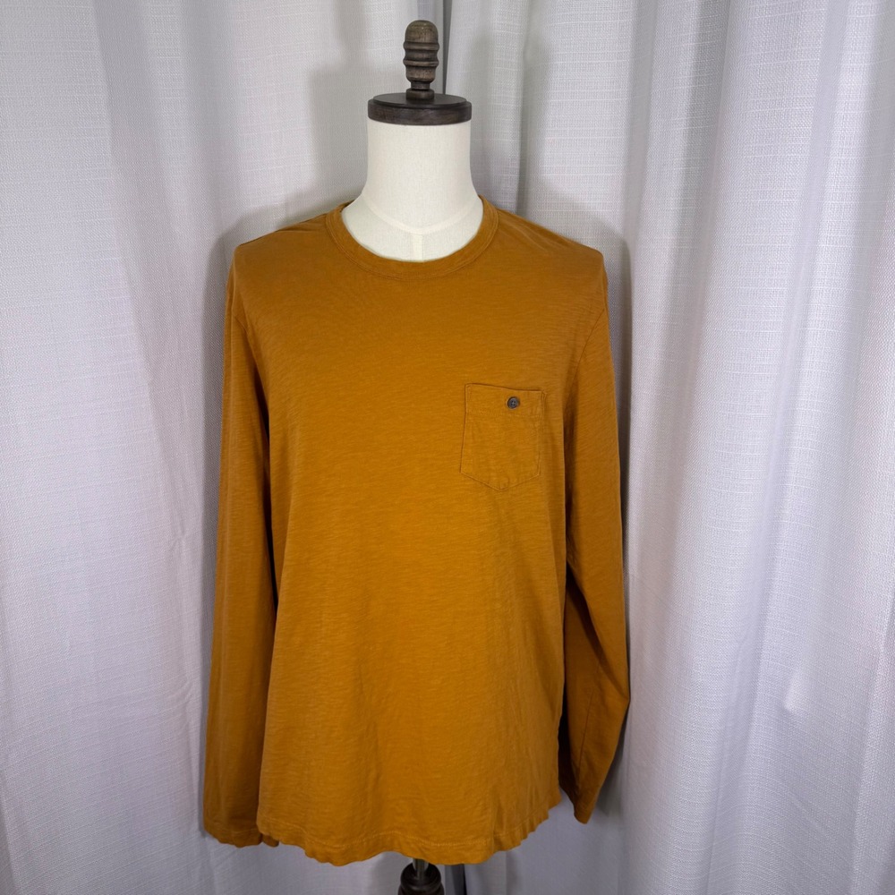 Todd Snyder Homespun Slub T-Shirt Mens XXL Orange Long Sleeve Pocket Tee